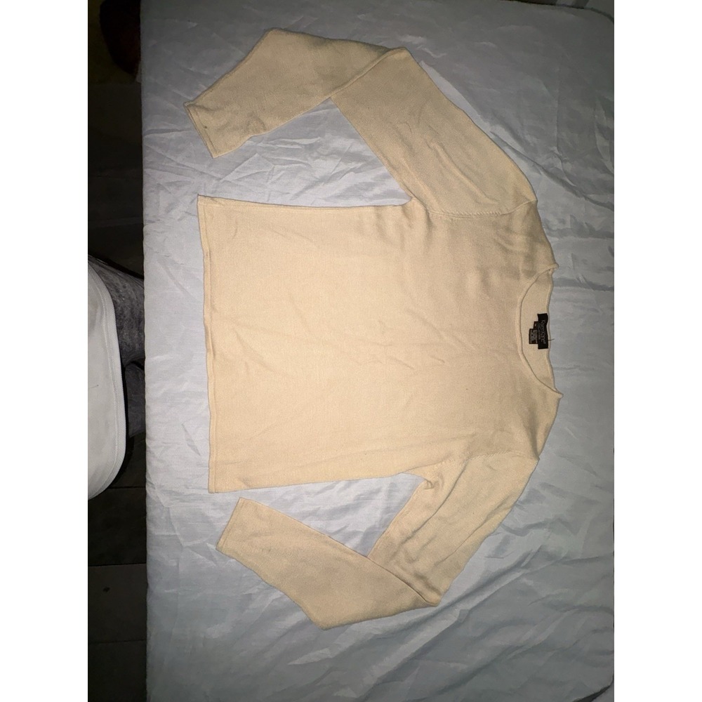 Karen Kane Vintage Beige Rayon Cotton Knit Long Sleeve Top Sweater Size M